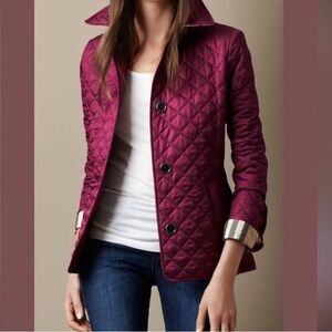 Burberry Quilted Button-Front Women's Jacket in Magenta Pink size S